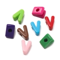 Close-up of colorful acrylic large hole alphabet beads for DIY jewelry and bracelet making - Letter V / 10 Pieces Pack / Colorful