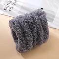 Close-up of thick grey coral velvet plush texture for DIY handmade accessories craft - Dark Gray