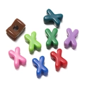 Macro shot of colorful acrylic large-hole letter beads for DIY jewelry making - Letter X / 10 Pieces Pack / Colorful