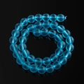 Macro shot of 8mm frosted sky blue glass beads with textured finish for DIY jewelry - 6mm (Approx. 72 Beads/Strand) / Lake Blue