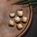 Handcrafted Bodhi root cat-shaped bead charm with gradient cream finish, 16x17.5mm - Nine-Tailed Fox Style Large