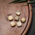 Carved Bodhi root flower beads 12x11mm for DIY jewelry making in a set of six pieces - Persimmon Style Green