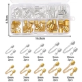DIY jewelry making kit with lobster clasps and cord end caps in a clear 10-grid box - Cord End And Extension Chain Connector Kit / 10 Grids Boxed (12.8x6.9cm) / Gold And Silver