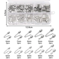 Silver DIY jewelry findings kit with lobster clasps and cord ends in a 10-grid storage box - Cord End And Extension Chain Connector Kit / 10 Grids Boxed (12.8x6.9cm) / Silver And White K