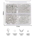 DIY jewelry kit with lobster clasps and jump rings in a clear storage box and size specs - Silver