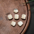 DIY Bodhi root bead in cute cat shape, creamy white with brown spots, 13mm size - Fortune Cat Style Medium