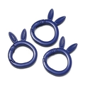 Three deep blue rabbit ear alloy spring rings for DIY bag accessories and keychains - Painted Dark Blue
