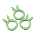 Three light green rabbit ear alloy spring rings for DIY keychains and bag charms - Painted Green