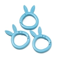 Three baby blue rabbit ear round spring ring clasps for DIY keychain accessories - Painted - Blue