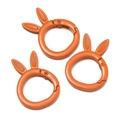 Three orange rabbit ear spring ring clasps in matte finish for DIY keychain accessories - Painted - Orange