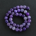 Macro shot of purple crackle agate beads with natural dragon vein texture for DIY jewelry - 6mm (Approx 60 Pieces Per Strand) / Purple