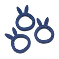 Three deep blue matte alloy rabbit ear spring ring buckles for DIY keychains - Matte Dark Blue