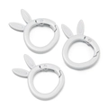 Three matte white rabbit ear spring ring clasps for DIY keychain accessories - Lacquered - White