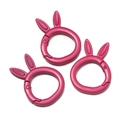 Three-piece rose red matte rabbit ear metal spring ring buckles for DIY keychain craft - Painted - Rose Red