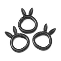 Three pieces of black rabbit-shaped alloy spring rings for DIY keychains and bags - Lacquered - Black