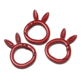 Three dark red rabbit-ear alloy spring hooks for DIY keychains and bag accessories - Painted-Red