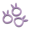 Three purple alloy bunny spring rings with matte finish for DIY keychains and bags - Lacquered - Purple