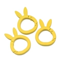Three-piece set of matte yellow rabbit-shaped alloy spring rings for DIY keychains - Matte Yellow