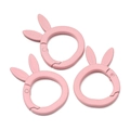 Set of three pink rabbit-ear alloy spring rings with matte finish for DIY keychains - Matte Pink