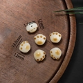 Handmade cat paw bodhi root beads in creamy white for DIY jewelry bracelets - Style 04 (12*13.5mm/Aperture 1.7mm)