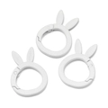 Three white rabbit-ear alloy spring O-rings with matte finish for DIY keychains - Matte White