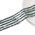 Faceted 2/3mm natural chrysocolla stone beads for DIY jewelry making on white dish - 1 Strand Approx 172 Beads (2mm/Hole 1mm) / Phoenix Stone