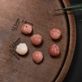 Carved cat paw bodhi root beads in white and lotus pink for DIY jewelry making - Style 07 (11.5*12.5mm/Aperture 1.8mm)