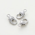 Chiusure a moschettone a cuore in argento lucido per creazione di gioielli fai-da-te - Moschettone Cuore / 5 Pezzi/Confezione (14*26.8mm) / Argento Superficie Lucida
