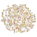 Mix of gold, silver, and rose gold silicone earring backs shown in a flat lay detail - 20 Pieces/Pack (4.5x5mm) / Multicolor