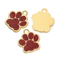 Détails de pendentifs pattes rouges à paillettes et bords dorés pour bijoux DIY - Base Dorée - Rouge