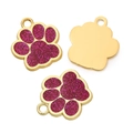 Détail de breloques patte de chien à paillettes roses pour bijoux DIY en alliage doré - Base Or Rose Rouge