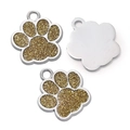Détails de pendentifs pattes de chien à paillettes dorées pour création de bijoux DIY et artisanat - Base Chrome - Or