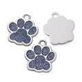 Pendentifs pattes de chat pailletées bleues avec cadres en alliage pour bijoux DIY - Base Chrome - Bleu Clair