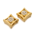 Detailed view of gold-plated star-shaped spacer beads with crystal rhinestones for DIY jewelry - Four-Pointed Star Style (Style 02) / 2 Pcs/Set