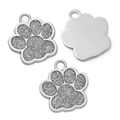 Vue détaillée de pendentifs pattes à paillettes argentées avec dos poli pour bijoux DIY - Base Chrome - Argent