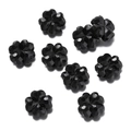 Vista superior de ocho cuentas de trébol en acrílico negro facetado para joyería DIY - 10 unidades/Paquete / Color sólido Negro