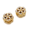 Detailed view of gold-plated flower spacer beads with sparkling zircon crystals for DIY jewelry - Five-Petal Flower Style (Style 09) / 2 Pcs/Set