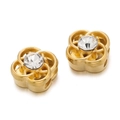Detail of flower-shaped spacer bead with gold plating and sparkling crystal for jewelry DIY - Four-Petal Flower Hollow-Out Design (10 Styles) / 2 Pcs/Set