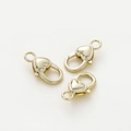 Chiusure a moschettone a forma di cuore in oro chiaro per gioielli fai da te lucidi - Moschettone Cuore / 5 Pezzi/Confezione (14*26.8mm) / Liscio 14K