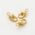 Tre chiusure a moschettone a forma di cuore placcate oro 18k per gioielli fai da te - Moschettone Cuore / 5 Pezzi/Confezione (14*26.8mm) / Superficie Liscia 18K