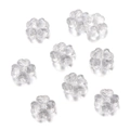 Vista de cerca de cuentas de trébol de cuatro hojas en acrílico transparente para joyas DIY - Blanco Transparente