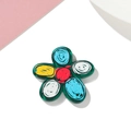 Detailed top view of colorful floral acrylic charm for DIY cream glue craft projects - 1pc/pack / Flower Style 02 Green