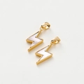 Macro detail of 18K gold lightning shell charms with iridescent mother of pearl insets - 2 Pieces/Pack / 10*21mm (3mm Hole) / Gold White