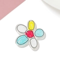Macro detail of acrylic flower pendant with colorful hand-painted dots and hanging hole - 1pc/pack / Flower Style 02 White