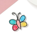 Detail of colorful hand-painted acrylic butterfly charm with spiral patterns and black edges - 1pc/pack / Butterfly White