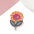 Detailed view of pink floral acrylic pendant with purple center for DIY craft projects - 1pc/pack / Sunflower Pink
