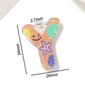 Pendentif lettre Y en acrylique coloré avec motifs floraux et paillettes, 34mm par 26mm - Lettre Y