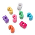 Colorful acrylic number 3 beads for DIY jewelry making and handicraft accessories - 3 / 10 Pieces Pack / Colorful
