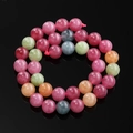 Drakenader agaat kralen in roze, groene en oranje kleuren met gepolijste afwerking - 6,5 mm (ca. 57 kralen/streng) / Candy Toermalijn