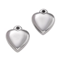 Nahaufnahme herzförmiger Anhänger aus Edelstahl mit polierter Spiegeloberfläche für DIY-Schmuck - Vollständiges 3D-Solides Herz (964# Stahl) / Stahlfarben